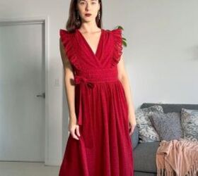 5 comfy casual valentine s outfits plus 5 outfits that are extra, Valentine s Day outfit with a red maxi dress