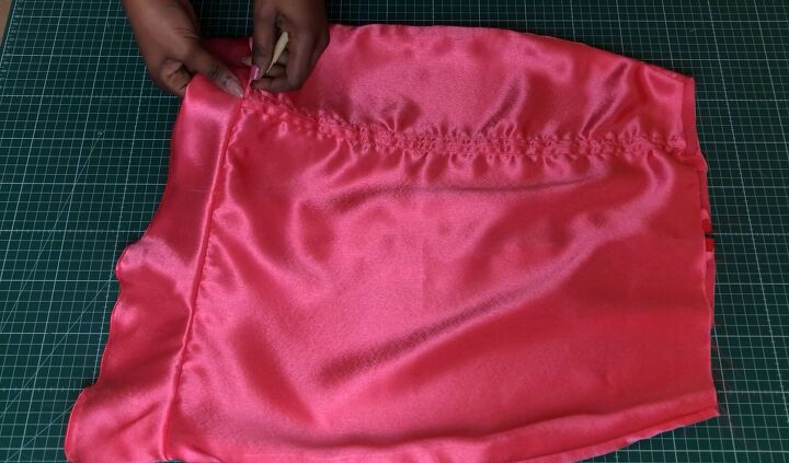 how to make a simple diy drawstring skirt step by step tutorial, Seam ripping the drawstring channels