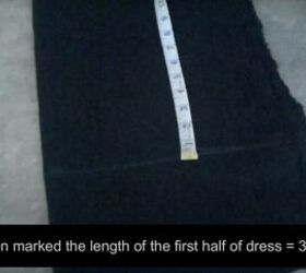how to make a flattering diy off the shoulder maxi dress from scratch, Measuring the maxi dress length