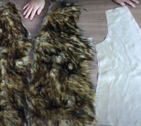 how to make a faux fur vest pattern sewing tips detailed tutorial, Front panels of the DIY faux fur vest