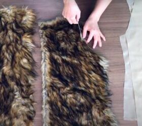 how to make a faux fur vest pattern sewing tips detailed tutorial, Prepping the faux fur fabric before sewing
