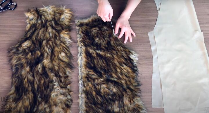 how to make a faux fur vest pattern sewing tips detailed tutorial, Prepping the faux fur fabric before sewing