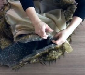 how to make a faux fur vest pattern sewing tips detailed tutorial, Pinning the lining to the vest hem