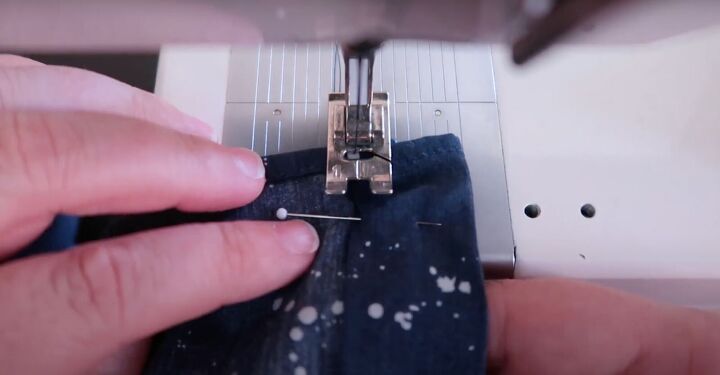 how to hem the bottom of a dress plus how to use a chalk hem marker, Sewing the hem with a presser foot