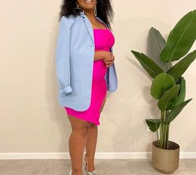 style 4 best date night outfits for valentines day, Outfit Details Earrings Fashion Nova Blazer Thrifted Dress Morgan B Styles Shoes Thrifted
