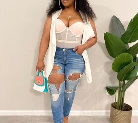 style 4 best date night outfits for valentines day, Outfit Details Top Fashion Nova similar one here Jeans Charlotte Russe Duster Justin local store in Houston Shoes Trend Mall local store in Houston Mini Purse Thrifted