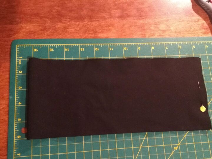 sew leggings from an existing pair, Fold waistband in half and sew edge where pinned