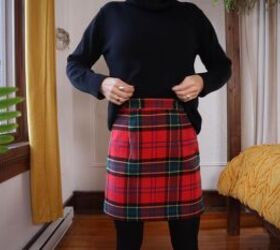 the ultimate cold weather clothing guide how to dress for snow ice, Tartan skirt with a black turtleneck