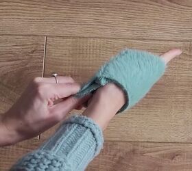 how to make a cozy diy wrap cardigan out of soft eyelash fabric, DIY wrap cardigan tutorial