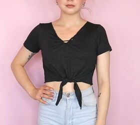 5 ways to make a diy crop top from a t shirt easy no sew tutorial, How to cut a t shirt into a crop top