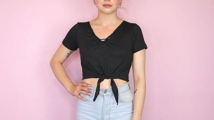5 ways to make a diy crop top from a t shirt easy no sew tutorial, How to cut a t shirt into a crop top