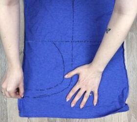 5 ways to make a diy crop top from a t shirt easy no sew tutorial, Drawing the pattern on the t shirt