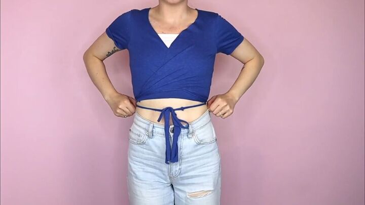 5 ways to make a diy crop top from a t shirt easy no sew tutorial, How to make a DIY wrap crop top