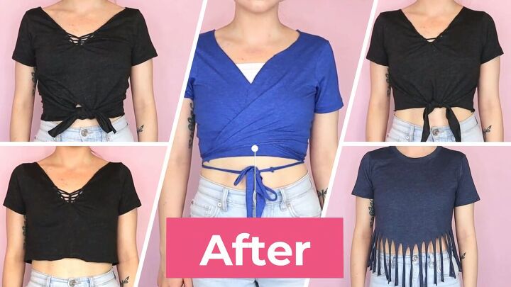 5 ways to make a diy crop top from a t shirt easy no sew tutorial, DIY crop tops from t shirts tutorial