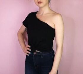 3 easy no sew ways to make diy off shoulder tops from t shirts, DIY shoulder cut out t shirt