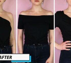 3 Easy No-Sew Ways to Make DIY Off-shoulder Tops From T-shirts