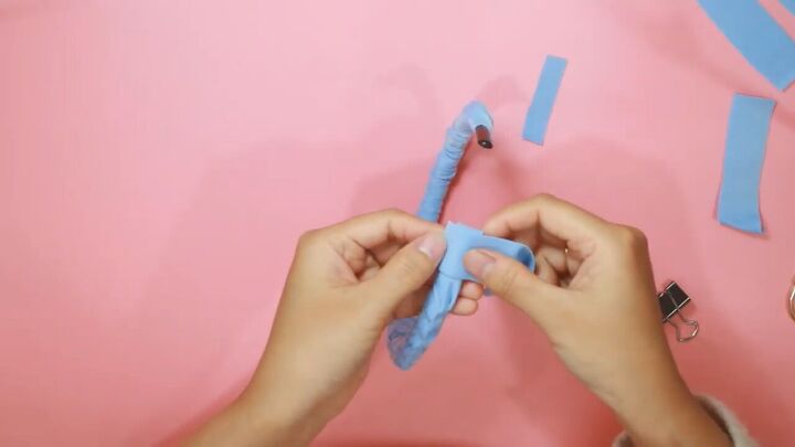 how to easily make a cute t shirt yarn headband by knotting, Wrapping and gluing the fabric ends