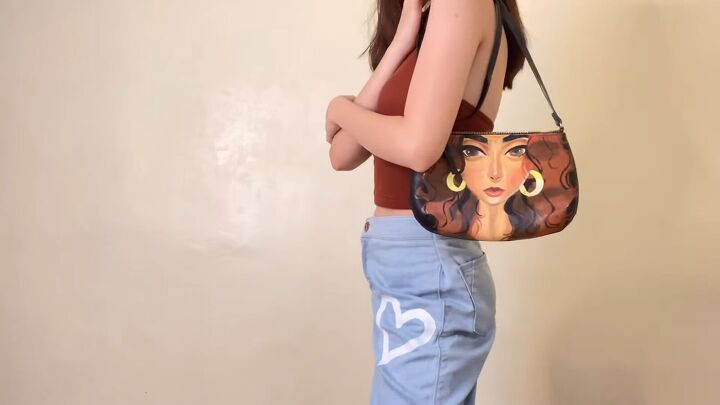 how to paint your clothes 3 fun painted jeans bag ideas, DIY hand painted leather bag and jeans