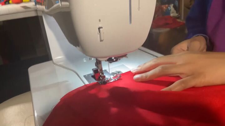how to make a sexy red valentine s dress in 8 simple steps, Sewing the side seams of the dress