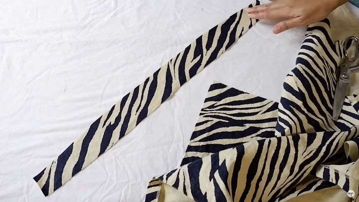 how to make a cute diy baguette bag out of an old skirt, Cutting out the pieces for the baguette bag