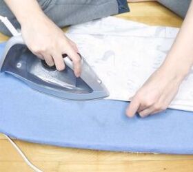 how to sew a tote bag with inside pockets easy step by step tutorial, Pressing the DIY tote bag with an iron