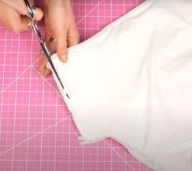 how to sew a diy high neck bikini top high waisted bikini bottoms, Trimming the excess fabric
