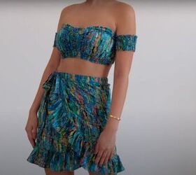 How to Make a Ruffle Wrap Skirt & Matching Crop Top From a Maxi Dress