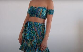 How to Make a Ruffle Wrap Skirt & Matching Crop Top From a Maxi Dress