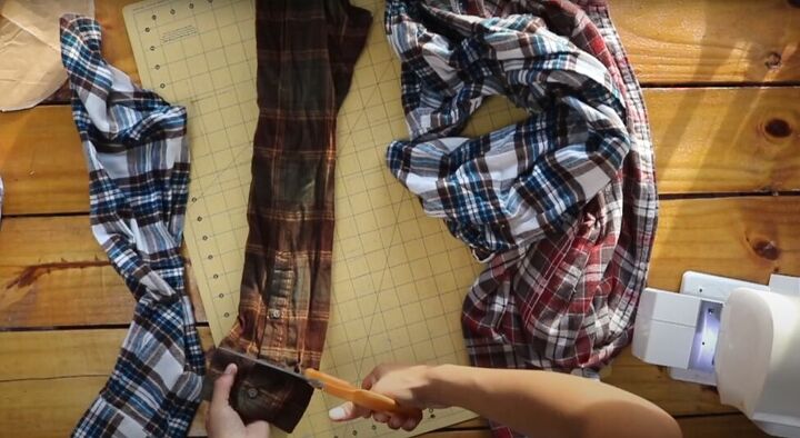 how to make a flannel shirt dress out of 4 old men s shirts, How to make a flannel dress