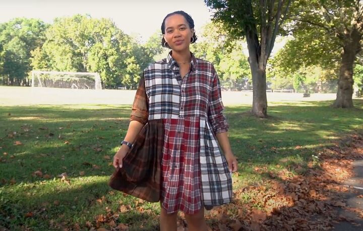 how to make a flannel shirt dress out of 4 old men s shirts, How to make a flannel shirt dress