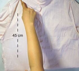 how to make a crop top with ruffles out of an old button down shirt, Measuring the marking the shirt