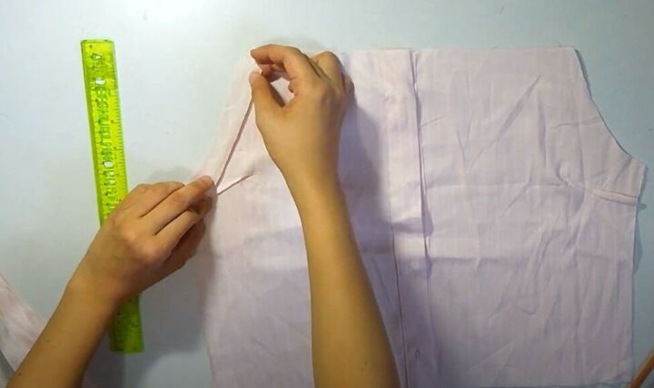 how to make a crop top with ruffles out of an old button down shirt, Making the DIY crop top