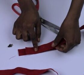 how to make decorative shoe clips in 4 different ways, Cutting red ribbon pieces