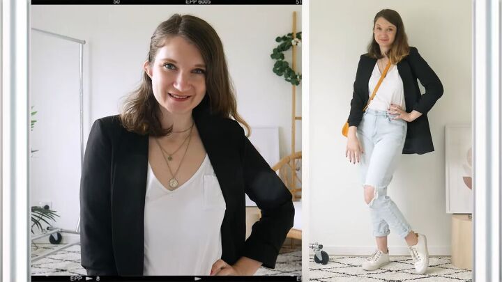 dressed up or down how to style black blazer outfit 2 different ways, How to wear a black blazer casually