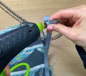 how to make a no sew diy crossbody bag out of dollar tree potholders, Adding a chain to the DIY crossbody bag