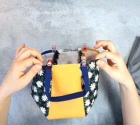 how to make a cute diy hexagon bag step by step sewing tutorial, Clipping the straps to the bag