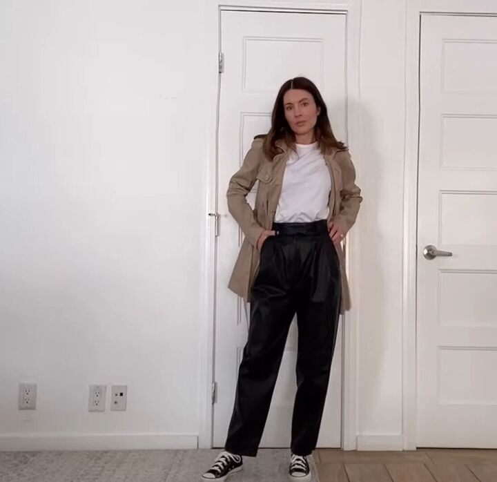 4 cute pants outfits how to style different kinds of pants, How to style faux leather pants