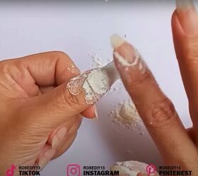 how to make diy fake nails out of a face mask baby powder, Easy DIY fake nails