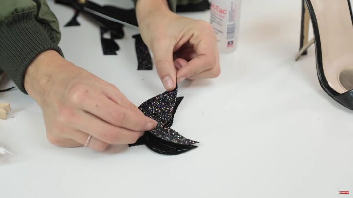 how to make stunning diy butterfly wing heels at home, Gluing the butterfly wings together