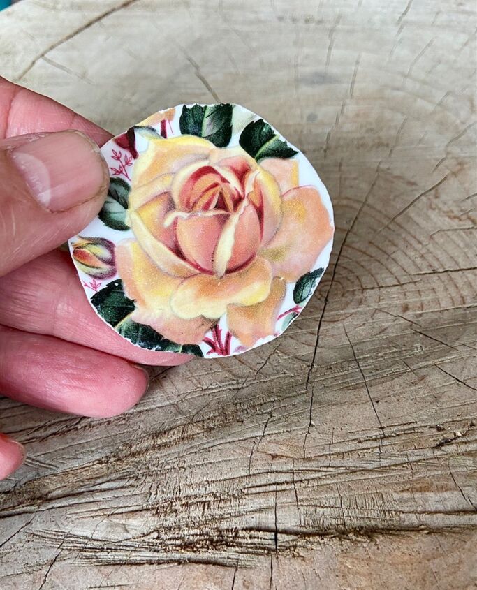 how to create beautiful brooch from old teacups, Golden rose brooch