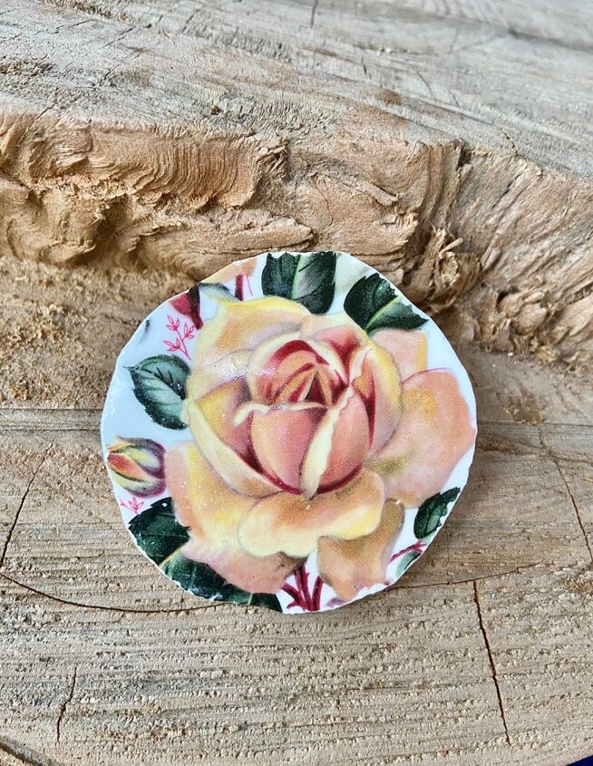 how to create beautiful brooch from old teacups, Ceramic rose brooch