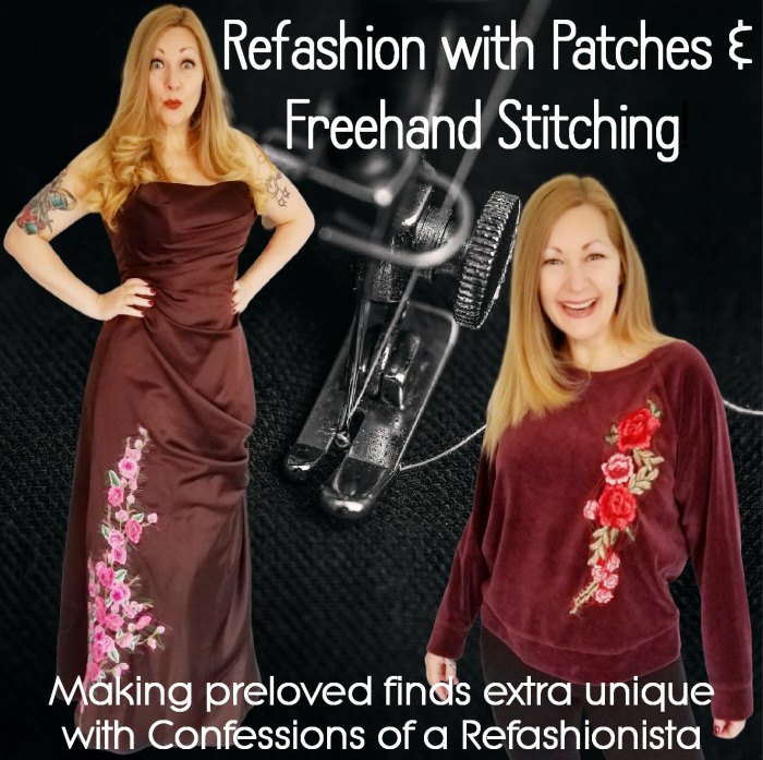 refashion with patches freehand stitching