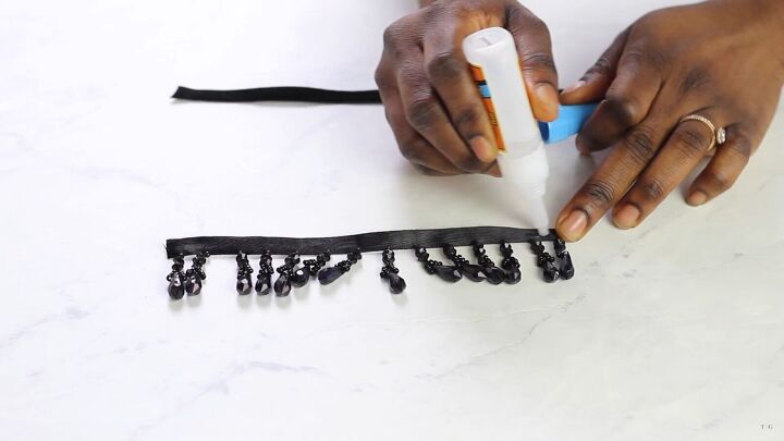 how to make cute diy shoe clips easily using beaded trim, Applying glue to the trim