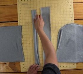 how to make a hood 2 different ways diy balaclava diy bonnet, Folding the ties ready to sew