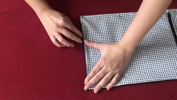 how to make a simple diy fabric clutch bag, Making the DIY fabric clutch purse