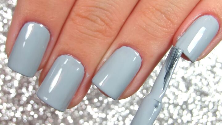 how to create quick easy short nail designs that look classy, Applying a soft gray base coat color