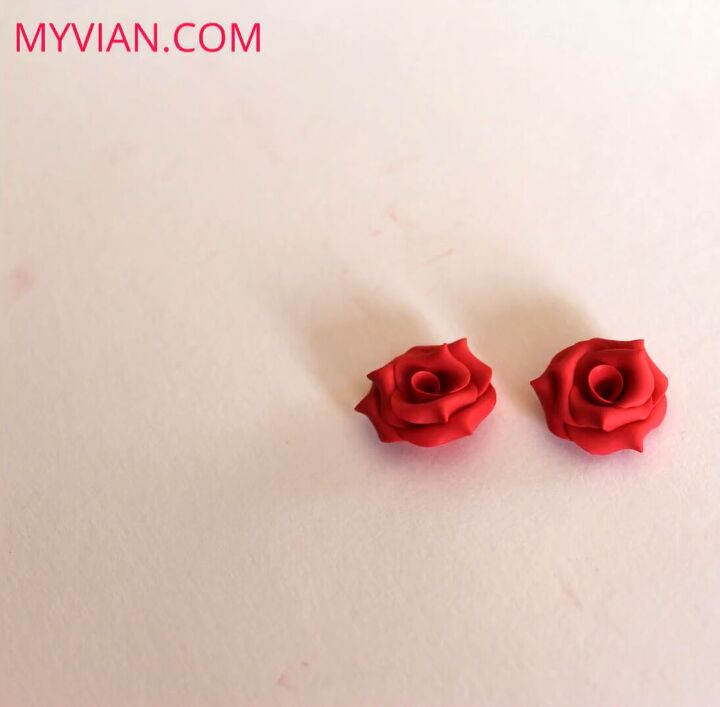 how to make dainty romantic diy polymer clay rose earrings, Making two polymer clay rose earrings