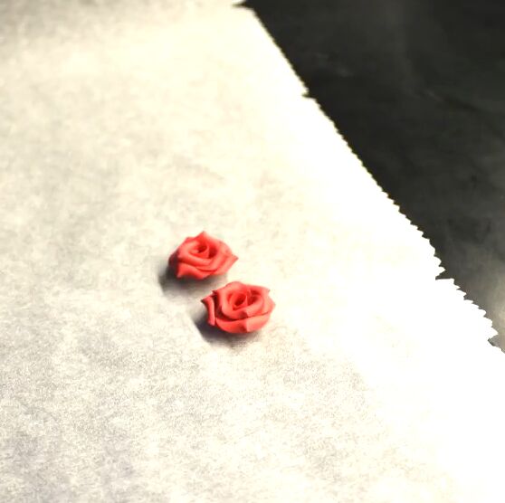 how to make dainty romantic diy polymer clay rose earrings, Baking the polymer clay roses