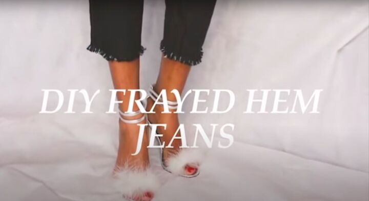 diy frayed hem jeans how to fray jeans with just scissors a comb, DIY frayed hem jeans