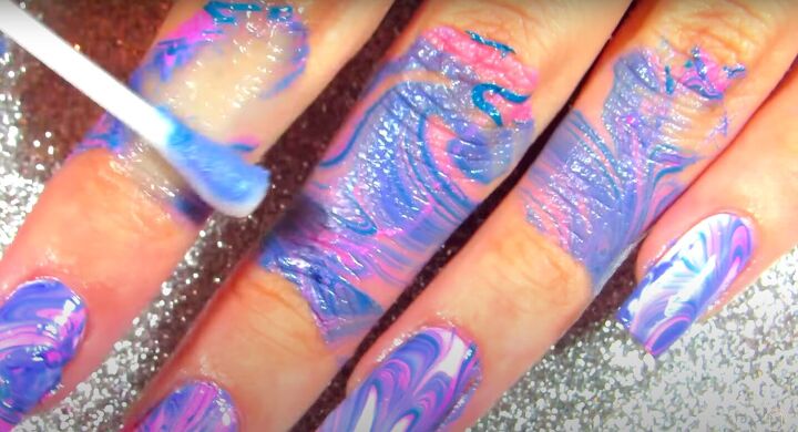 how to do water marble nails easily get the best marble effect, Cleaning off the nail polish with a Q tip